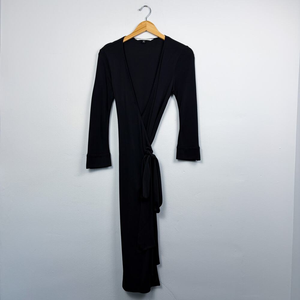 Diane von Furstenberg Genuine Wrap Midi Dress Black 6